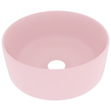 Vidaxl Razkošen umivalnik okrogel mat roza 40x15 cm keramičen