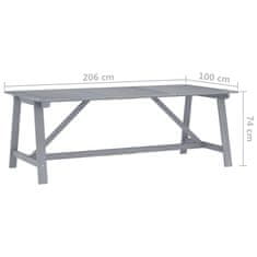 Vidaxl Vrtna jedilna miza siva 206x100x74 cm trden akacijev les