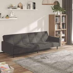 Greatstore Raztegljiv kavč dvosed temno siva tkanina iz mikrovlaken