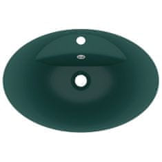 Vidaxl Razkošen umivalnik ovalen mat temno zelen 58,5x39 cm keramika