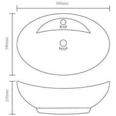 Vidaxl Razkošen umivalnik ovalen mat temno siv 58,5x39 cm keramika