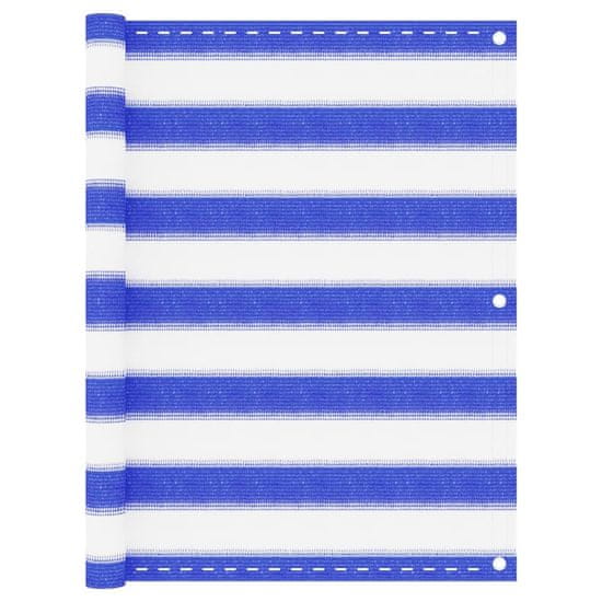 Vidaxl Balkonsko platno modro in belo 75x600 cm HDPE