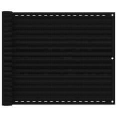 Vidaxl Balkonsko platno črno 75x600 cm HDPE