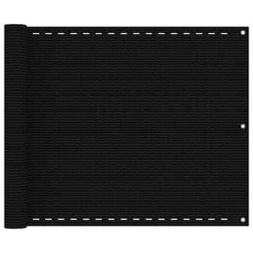 Vidaxl Balkonsko platno črno 75x600 cm HDPE
