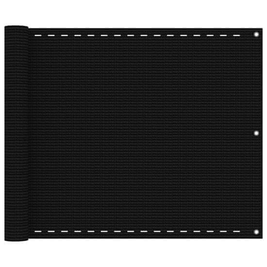 Vidaxl Balkonsko platno črno 75x600 cm HDPE