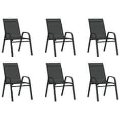Vidaxl Vrtni stoli 6 kosov črn tekstil
