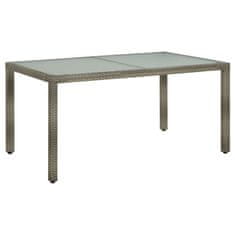 Vidaxl Vrtna miza 150x90x75 cm kaljeno steklo in poli ratan siva