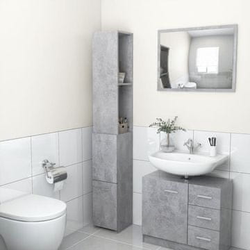 Vidaxl Kopalniška omarica betonsko siva 25x25x170 cm iverna plošča