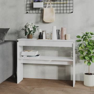Vidaxl vidaXL Konzolna mizica visok sijaj bela 102x30x80 cm