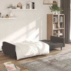 Greatstore Raztegljiv kavč dvosed temno siva tkanina iz mikrovlaken