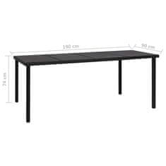 Vidaxl Vrtna miza 190x90x74 cm črno jeklo