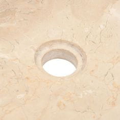Greatstore Kopalniška omarica iz tikovine z umivalnikoma iz krem marmorja