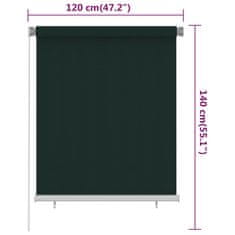 Vidaxl Zunanje rolo senčilo 120x140 cm temno zeleno HDPE