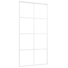 Vidaxl Drsna vrata ESG steklo in aluminij 102,5x205 cm bela