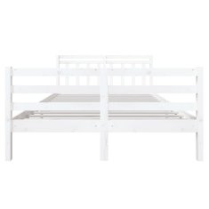 Vidaxl Posteljni okvir bel iz trdnega lesa 135x190 cm 4FT6
