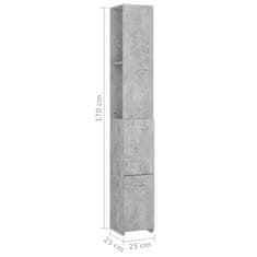 Vidaxl Kopalniška omarica betonsko siva 25x25x170 cm iverna plošča