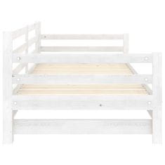 Vidaxl Izvlečna dnevna postelja bela trdna borovina 2x(90x200) cm