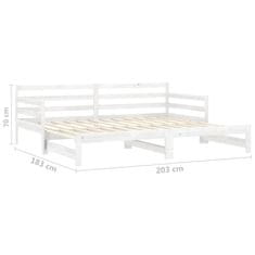 Vidaxl Izvlečna dnevna postelja bela trdna borovina 2x(90x200) cm