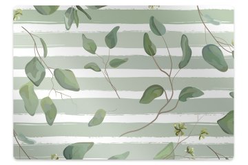 Decormat Podloga za stol Leaves on a striped background