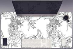 Decormat Namizna podloga Črno -bele cvetove 100x50 cm 