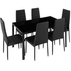 tectake Komplet jedilne mize in stolov Brandenburg 6+1 Črna/črna