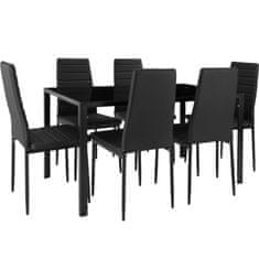 tectake Komplet jedilne mize in stolov Brandenburg 6+1 Črna