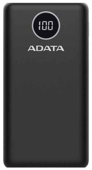 A-Data P20000QCD prenosna baterija, 20000 mAh, USB-A, USB-C, Quick Charge, črna