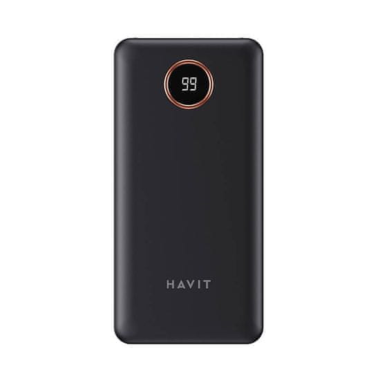 Havit Powerbank prenosna baterija PB74 10000mAh + kabel USB-C, Lightning, micro USB (črni)