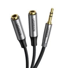 shumee Razdelilnik za 2x kabel AUX kabel 3.5mm mini jack 0.2m črn