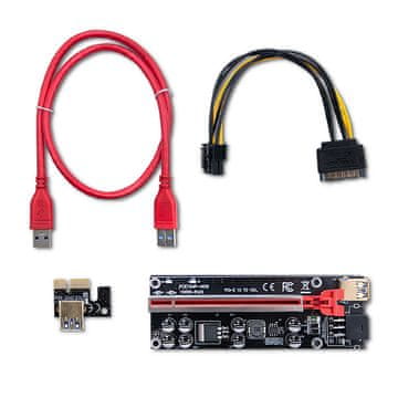 Qoltec Riser PCI-E 1x - 16x | USB 3.0 | različica 009S Plus | SATA / PCI-E 6-pinski