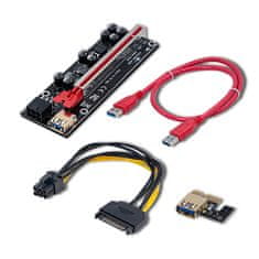 Qoltec Riser PCI-E 1x - 16x | USB 3.0 | različica 009S Plus | SATA / PCI-E 6-pinski