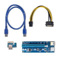 Qoltec Riser PCI-E 1x - 16x | USB 3.0 | različica 009S | SATA / PCI-E 6-pinski