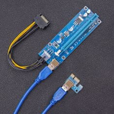 Qoltec Riser PCI-E 1x - 16x | USB 3.0 | različica 009S | SATA / PCI-E 6-pinski