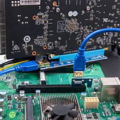 Qoltec Riser PCI-E 1x - 16x | USB 3.0 | različica 007C | SATA / PCI-E 6-pinski
