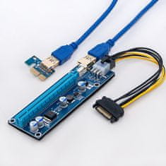 Qoltec Riser PCI-E 1x - 16x | USB 3.0 | različica 009S | SATA / PCI-E 6-pinski