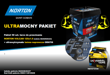Norton Komplet kovinskih/inoksovih delcev VULCAN 125 mm x 1 mm 50 kosov. VEDRO + TRAK ZA POPRAVILO