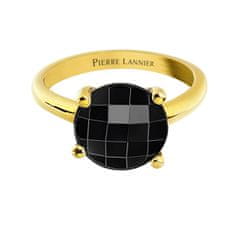 Pierre Lannier Pozlačen prstan z večkratniki črnega ahata BJ06A323 (Obseg 52 mm)