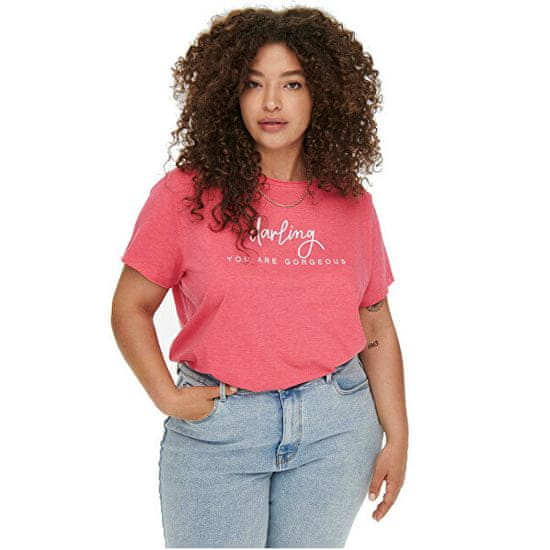 Only Carmakoma Ženska majica s kratkimi rokavi CARTILO Regular Fit 15258025 Calypso Coral MELANGE