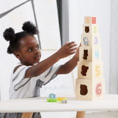 Viga Toys Lesena piramidna sestavljanka Montessori Sorter Blocks