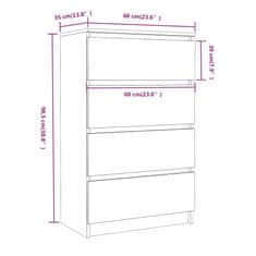 Vidaxl Komoda dimljeni hrast 60x35x98,5 cm konstruiran les