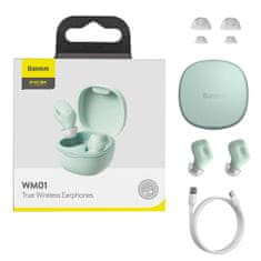 BASEUS baseus encok wm01 tws brezžične in-ear bluetooth 5.0 slušalke zelene (ngwm01-06)