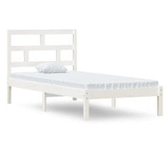 Vidaxl Posteljni okvir bel iz trdnega lesa 90x190 cm 3FT