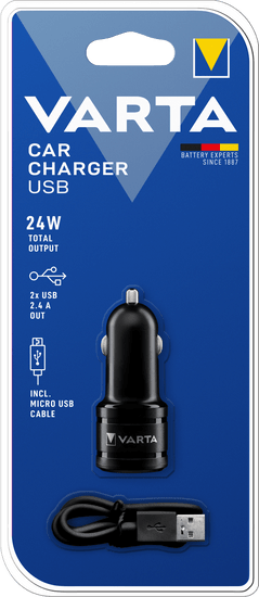 Varta avtomobilski adapter Car Power 2× USB &amp; Cable 57931101401