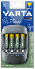 Varta Eco Charger + 4 AAA 800mAh Reycled polnilec za baterije R2U 57680101421
