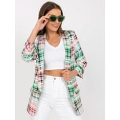 ITALY MODA Ženska jakna brez gumbov karirasta ASHLI zeleno-roza DHJ-MA-7684B-2.15_387944 2XL