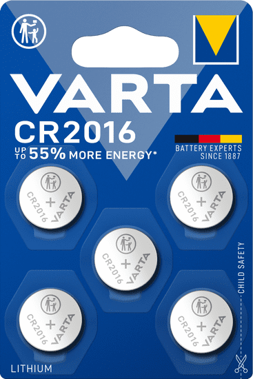 Varta CR 2016 5pack 6016101415 litijeve baterije, 5 kosov
