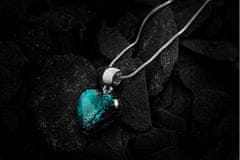 Lampglas Izjemna ogrlica Turquoise Heart z Lampglas s čistim srebrom NLH5