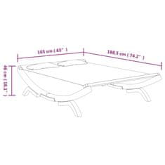 Vidaxl Zunanja postelja 165x188,5x46 cm trden les krem