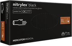 MERCATOR MEDICAL  Nitrilne rokavice brez pudra, 100 kos, XL, črne