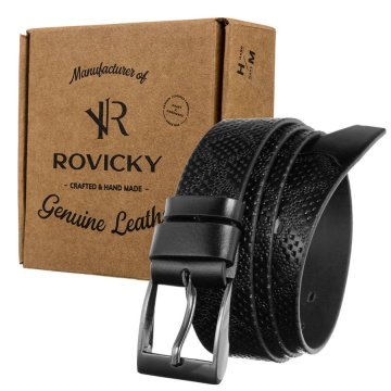 Rovicky Moški črni usnjeni pas - Rovicky